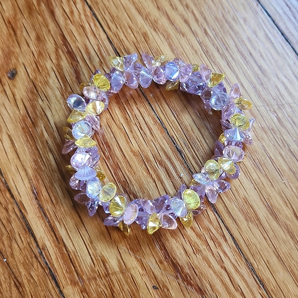 Kalifano Pastel Faceted Cubic Zirconia Crystal Elastic Bracelet - Picture 2 of 3